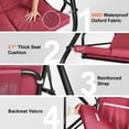 thumbnail image 6 of Convertible Canopy Patio Swing - 3-Person Outdoor Swing Chair with Removable Cushions, Alloy Steel Frame, for Balcony, Backyard, Burgundy, 6 of 11