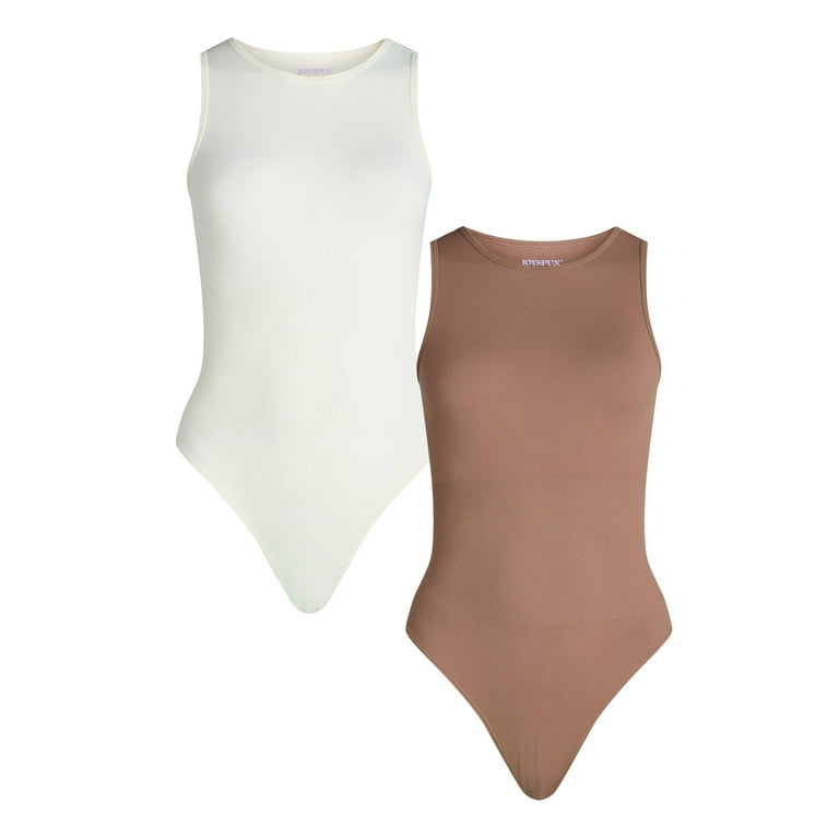 Joyspun Women's Seamless Slimming High Neck Bodysuit, 2-Pack Joyspun Women's Seamless Slimming High Neck Bodysuit, 2-Pack