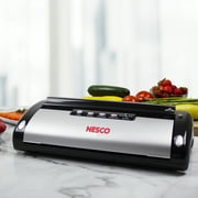 Nesco Vacuum Sealer Machine, Automatic Food Sealer With Accessory Port for Sealing Jars/Canisters, Built‑In Roll Storage & Cutter, Includes (2) 10 ft Rolls, For Pantry Storage & Preserving Leftovers