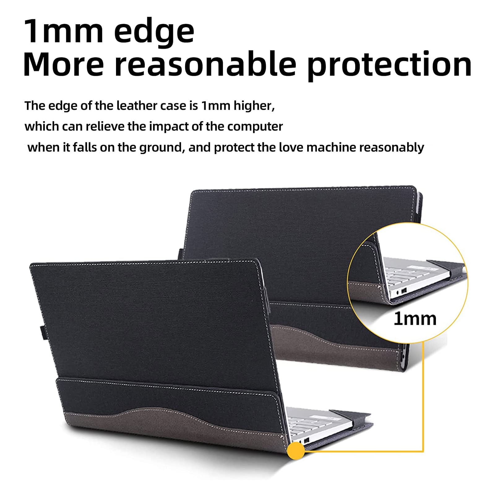 Laptop Cover Case for HP 14-DQxxxx / 14-DRxxxx /14-FQxxxx / 14-FRxxxx Series [not Compatible with Any Other Model] 2-in-1 PU Leather Detachable Notebook Sleeve(Black)