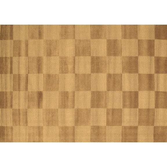 Ahgly Company Indoor Rectangle Checkered Brown Modern Area Rugs, 5' x 7'