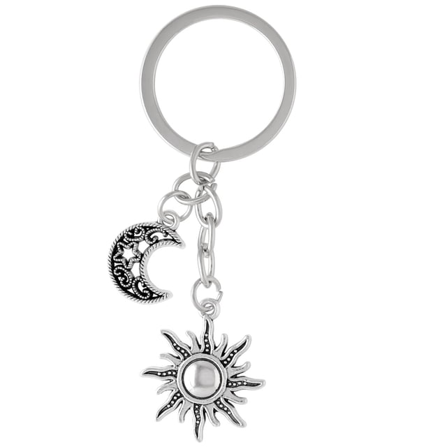 Shisuyan Moon And Sun Metal Keychain For Friend Keyring For Keys Bags Phones Purse Handbag Backpack Charm Car Ring Keyring Key Holder Jewelry