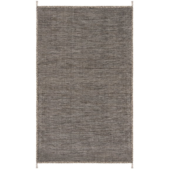 SAFAVIEH Montauk Bijar Solid Cotton Area Rug, Beige/Black, 6' x 9'