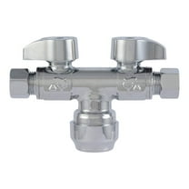 SharkBite SBDS123838 1/2 x 3/8 Inch Compression x 3/8 Inch Compression Brass Push to Connect Quarter Turn Dual Angle Stop Valve