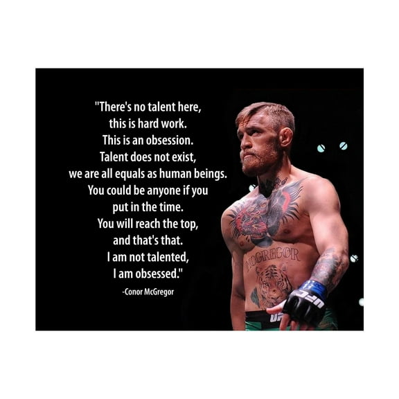 Obsession Defined MMA Wall Art Print with Conor McGregor Inspirational Quote Poster, Motivational Decor for Gym, School and Living Room