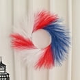 thumbnail image 2 of Qocolhg Independence Day Wreath, Red White Blue Artificial Reeds Wreath with Star Patriotic Floral Decorations Wreath Home Indoor Outdoor Hanging Pampas Grass Wreath for Memorial Day July 4th, 2 of 8