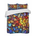 thumbnail image 2 of Blue Red Yellow Full Size Down Alternative Comforter, Lightweight Comforter Quilt Bedding Set with Pillow Shams Modern Colored Rainbow Stained Glass All Seasons Bed Comforter Duvet Insert 78"x90", 2 of 7