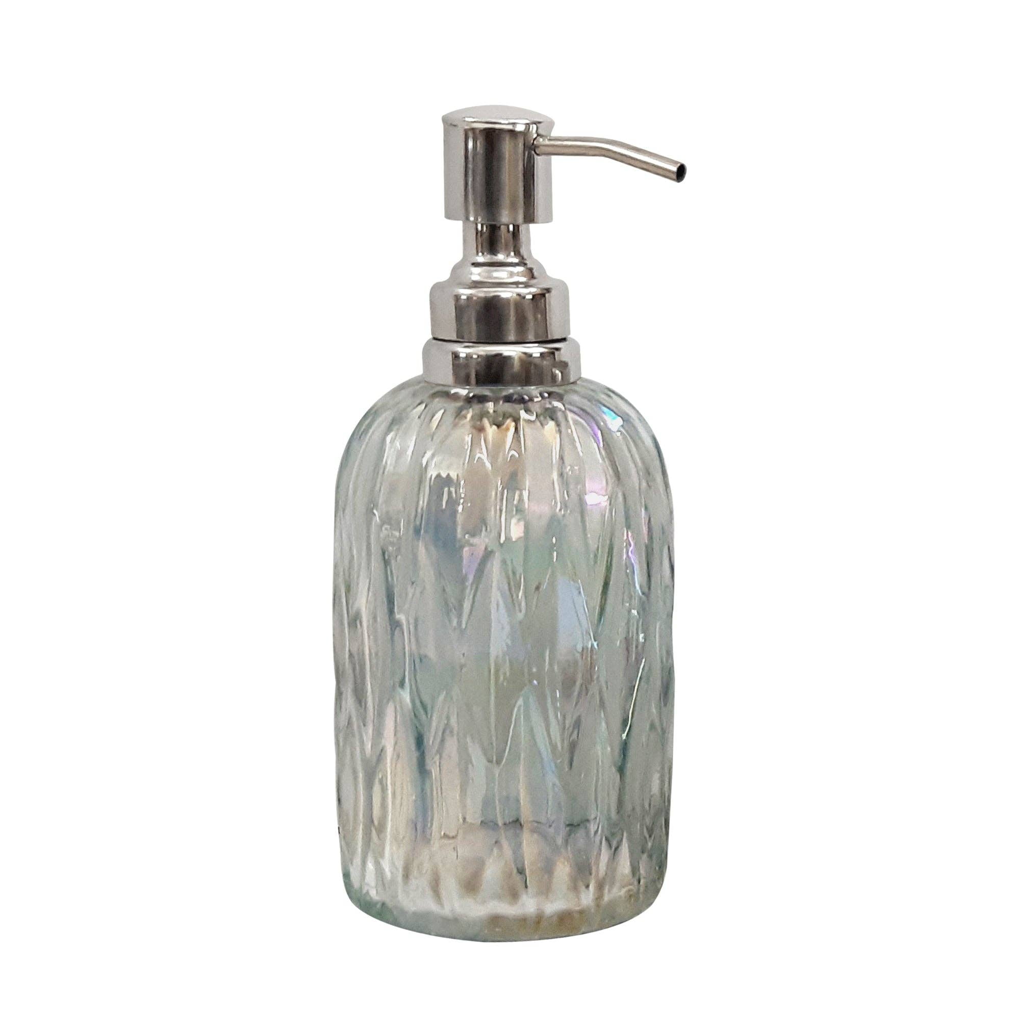 Glass Liquid Soap Dispenser Pump Bottle | Bathroom Vanity & Kitchen Sink,Holds Soap,Lotion & Sanitizer | Rainbow Lustre