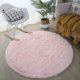 thumbnail image 2 of Alfombra redonda de felpa, alfombra blanca mullida para sala de estar, decoración suave para el hogar, dormitorio, habitación de niños, salón, alfombra de pelo grueso, 2 of 5