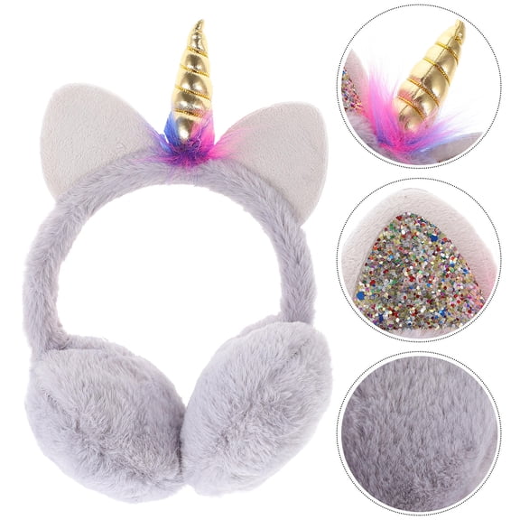 FRCOLOR Ear Muffs Winter Season Non Slip Comfortable Fit Grey Fluffy Unisex Adults Kids 1 Set