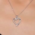 thumbnail image 3 of Gem Stone King 925 Sterling Silver Lab Grown Diamond and Blue Sapphire Heart Pendant Necklace for Women | 0.18 Cttw | Gemstone April Birthstone | Round 3.5MM | With 18 inch Chain, 3 of 6
