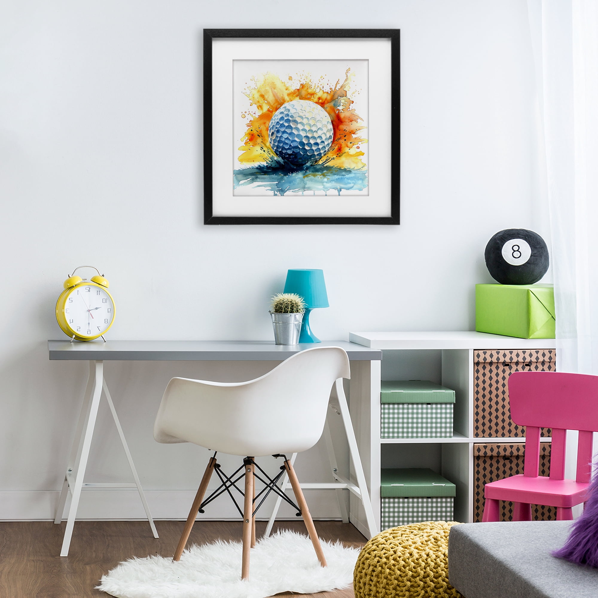 Stupell Industries Golf Splash Watercolor Burst Black Framed Print Under Glass, design by LSR Design Studio