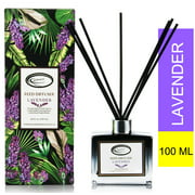 Airbreezy Lavender Scent Reed Diffuser Set with Sticks, Essential Incense Oil Air Freshener for Bathroom, Office, Gym, and Bedroom Fragrance, 3.4 fl. oz