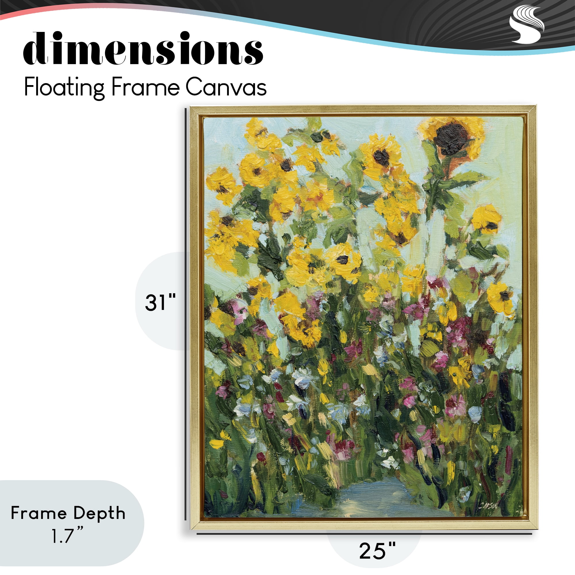 Stupell Industries Sunlit Sunflowers in Garden Gold Framed Floater Canvas Wall Art, design by Carson Overstreet
