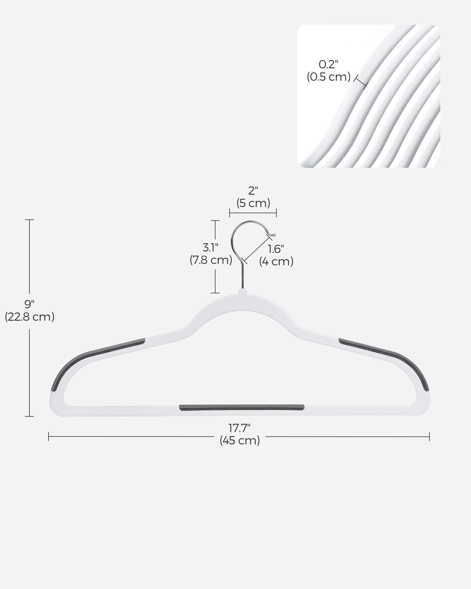 30-Pack Slim Plastic Hangers with 360° Swivel Hooks, Heavy Duty Space Saving Closet Organizers for Coats, Dresses and Pants, Cloud White and Dark Gray