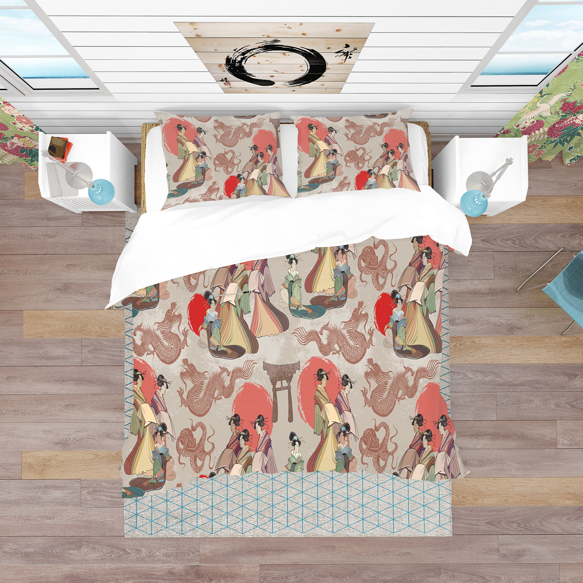 Designart 'Japanese & Chinese Culture Pattern' Oriental Duvet Cover Set