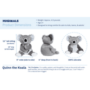 Hugimals Quinn The Koala 4.5lbs Weighted Self Care Stuffed Animal Stress and Anxiety Relief Plush for Adults and Kids
