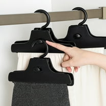 1 Pack Pants Hangers – 8.27*5.31*1.18 in Slim Plastic Clothes Hangers with Clips for Skirts, Shorts & Trousers – Heavy Duty Space Saver with Swivel Hook(Black)
