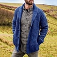 thumbnail image 2 of Juebong Mens Shawl Collar Cardigan Sweaters Button Down Cable Knitted Loose Fit Knitwear Open Front Sweaters Winter Outwear Blue,XXXXL, 2 of 7