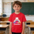 thumbnail image 5 of 100 Days Smarter Shirt for Boys, 100th Day of School T-Shirt Kids Rainbow Cat Graphic, 100% Cotton Short Sleeve Tee, Sizes 3-10 Years, Red,Size 5 T, 5 of 7