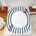 thumbnail image 5 of Feelyou Retro Baseball Hat Queen Sheet Sets, Blue Stripes Lines Bed Set, 4pcs, 5 of 7