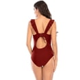 thumbnail image 3 of QLEICOM Womens Swimsuits Tummy Control Plus Size Swimsuit Coverup Fashion Bikini Set Swimsuit Two Piece Filled Soild Swimwear Beachwear Red M, 3 of 3