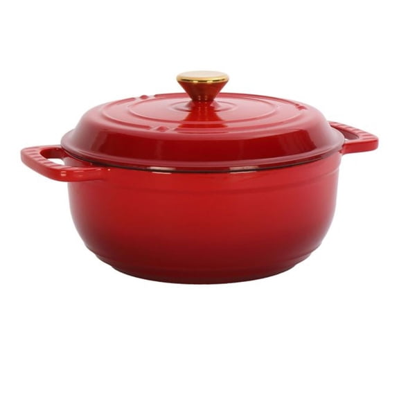 Cast Iron Dutch Oven 7.5QT - Enamel Coated Pot with Silicone Gloves - Gradient Red - Heavy Duty Cooking Pot for Stews, Soups & Braising