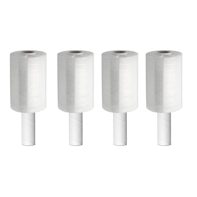 Rouleau de 5 Pouces x 1000 Pieds - Rouleau de Pellicule Rétractable avec Poignée, Épaisseur 80 Gauge, Mini Pellicule Extensible Transparente (Lot de 4)