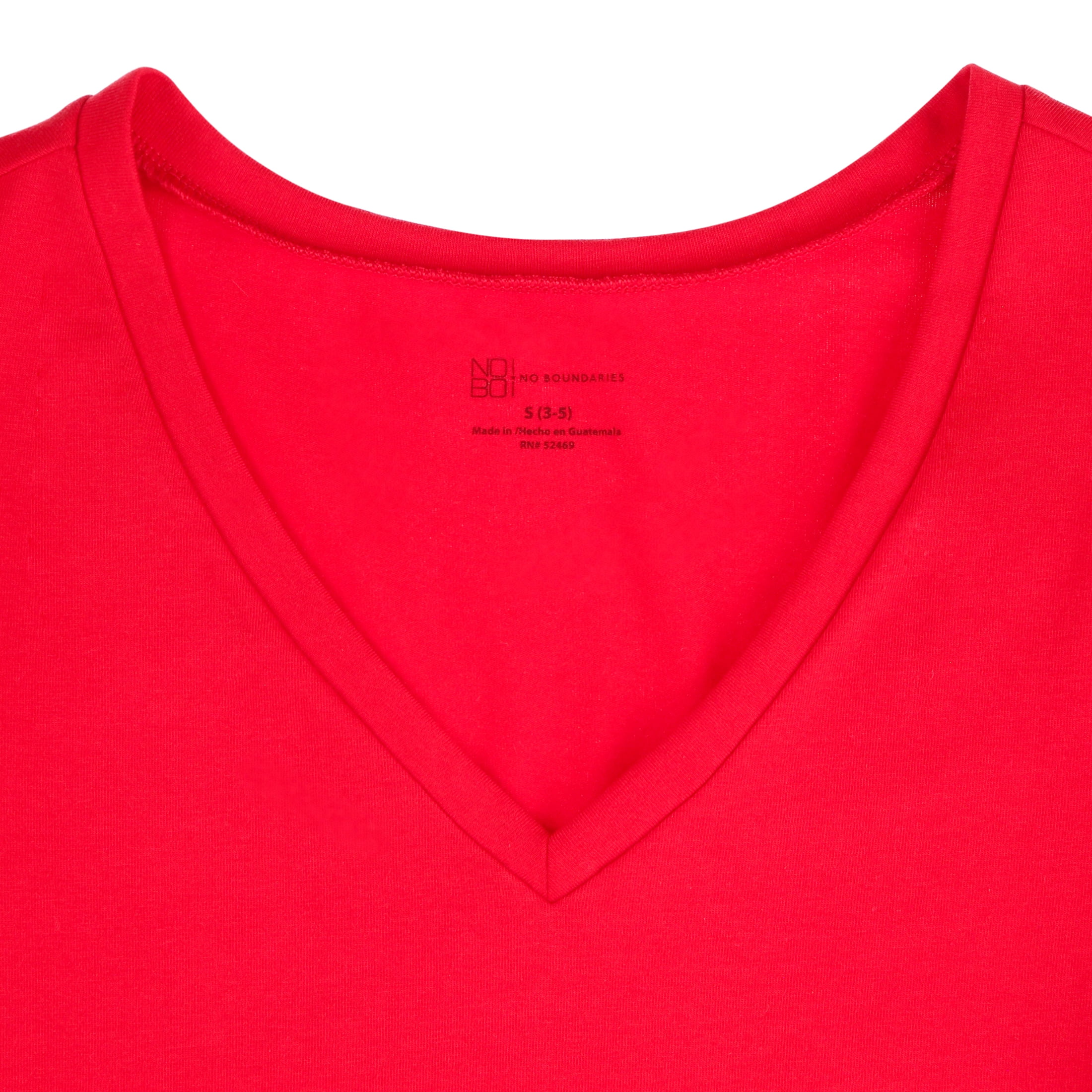 No Boundaries Cropped V-Neck Tee with Short Sleeves, 2-Pack, Women’s
