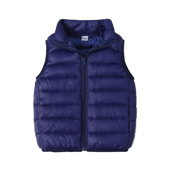 Zwiiyzr 2-9Y Winter Quilted Vest for Kids Baby Boys Windproof Cotton Padded Jacket Sleeveless Jacket Waistcoats Kids Outerwear Navy