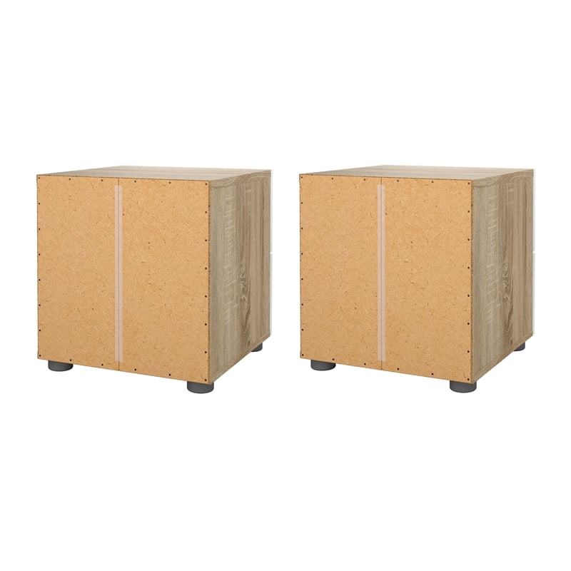 Tvilum Loft 2 Drawer Oak/White High Gloss Nightstand -Set of 2