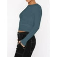 thumbnail image 3 of Womens Long Sleeve T Shirts Basic Scoop Neck Crop Tops Casual Slim Fitted Clothes Thermal Tee, 3 of 6