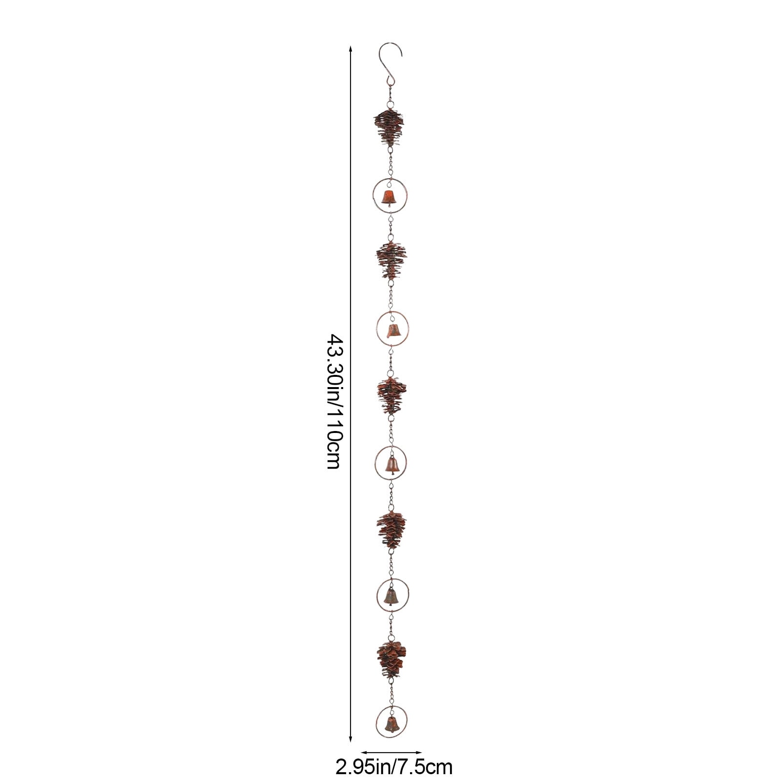 Umbrella Pinecone Rain Chain for Gutters, Iron Gold Outdoor Downspout Replacement for Patio Garden, No Tools Installation