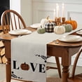 thumbnail image 3 of ERUNPONLY Orange Pumpkin Table Runner - 72 Inch Long Fall Leaves Love Heart Beige Pastoral Cotton and Linen Blended Dress Scarves Farmhouse Table Runner for Kitchen Dining, Coffee Table, 13" x 72", 3 of 8