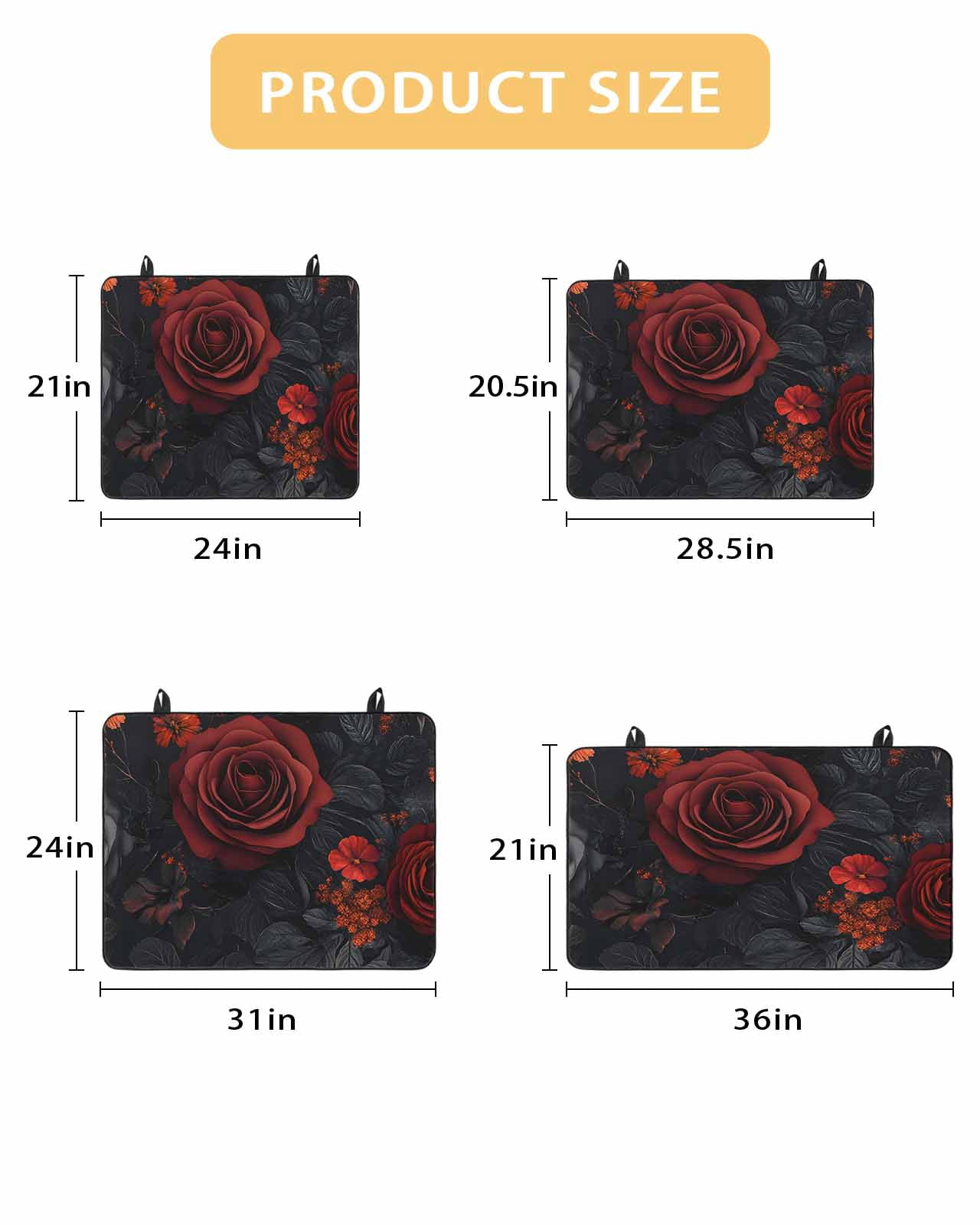 nqOlkjepod Large Induction Cooktop Protector Mat 36"x21", Red Orange Roses Stove Top Covers for Electric Stove, Elegant Romantic Flowers Pastoral Stove Burner Cover Mats, Glass Top Stove Cover