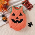 thumbnail image 2 of MEZZALL Toddler Baby Girl Boy Halloween Outfits Sleeveless Pumpkin Romper Ruffle O-Neck Bodysuit Onesie Jumpsuit Cute Halloween Clothes Trendy Clothing, 2 of 7