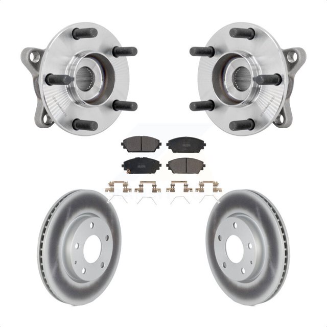 Transit Auto Front Hub Bearing Assembly Coated Disc Brake Rotors and Semi-Metallic Pads Kit for Car 2021-2022 Mazda 3 FWD Vehicles Manufactured In Mexico KBB-131793
