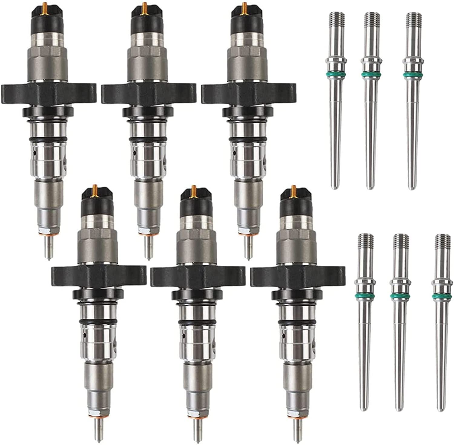 6PCS Fuel Injectors & Connector Tubes 0445120238 0986435505 Replacement
