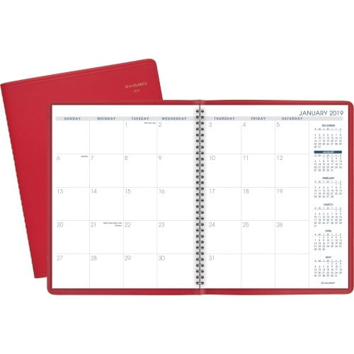 At-A-Glance Fashion Color Monthly Planner Julian Dates - Monthly - 1.3 Year - January 2022 till March 2023 - 1 Month Double Page Layout - 9' x 11' Sheet Size - Wire Bound - Simulated Leather - Red - A