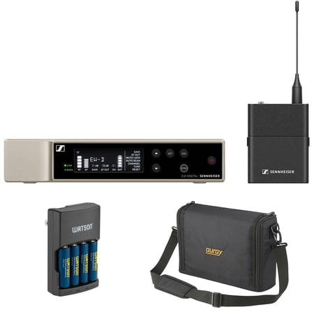 Sennheiser EW-D SK BASE SET Digital Wireless Microphone System with Bodypack, No Mic (R1-6: 520 to 576 MHz) Bundle with Auray WSB-1S Carrying Bag and XLR-XLR Cable