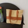 thumbnail image 4 of Bolsos de playa de gran capacidad bolso tejido para mujer bolso de compras sencillo hecho a mano totalizador, 4 of 9