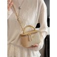 thumbnail image 3 of Women's Gold Woven Mini Top Handle Crossbody Bag with Chain Strap, 3 of 9