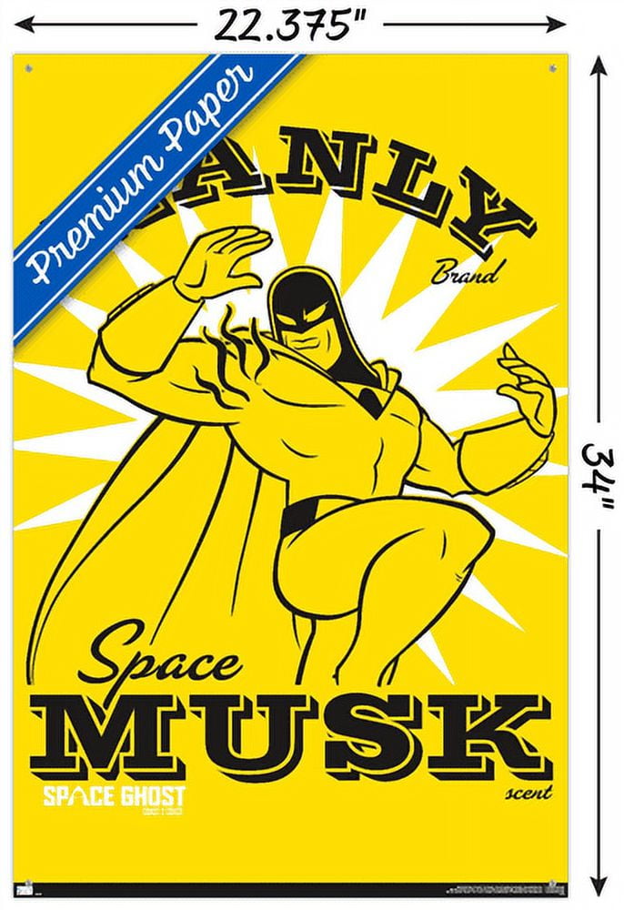 Space Ghost Coast to Coast - Manly Space Musk Wall Poster with Pushpins, 22.375" x 34"