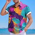 thumbnail image 4 of Mens Manga Corta Botón Abajo Camisas Casual Suelto Impreso Cardigan Girar Cuello Blusa, Transpirable para el Entrenamiento, 4 of 6