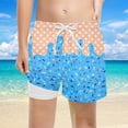 thumbnail image 3 of Kcolen Boys Swim Trunks with Compression Liner Kids Stretch Quick Dry Summer Beach Shorts With Ice Cream Print, 3 of 5