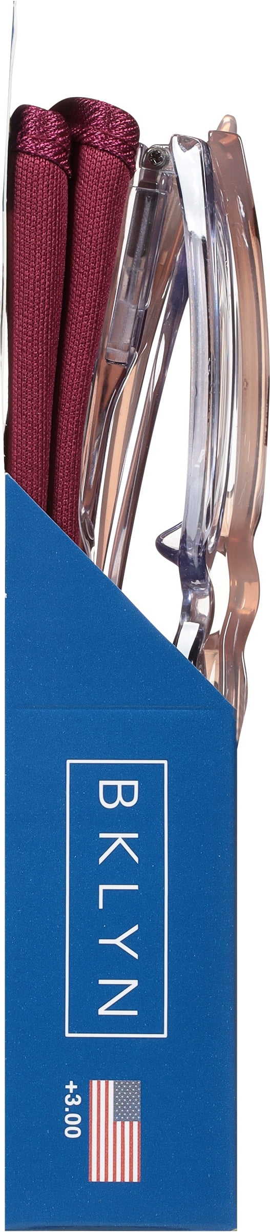 (2 pack) Bklyn, Marcy +3.00, Adult, Womens, Plastic Reading Glasses & Pouches Value Pack , 2 Ea
