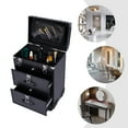 thumbnail image 4 of 3 Tiers Rolling Makeup Train Case Cosmetic Trolley Travel Storage Organizer Box Black, 4 of 12