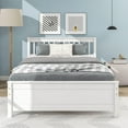 thumbnail image 2 of Full Size Platform Bed with a Nightstand, Solid Wood Platform Bed Frame with Headboard and Footboard for Kids Teens Adults, Strong Wooden Slats Support, No Box Spring Needed, White, 2 of 7
