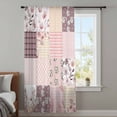 thumbnail image 4 of Boho Spring Floral Sheer Curtains 45 Inches Long, Vintage Flowers Patchwork Plaid Pink Light Filering Curtains, Breathable Simi Curtain Privacy Drapes for Kitchen Bathroom Small Window Treatment, 4 of 9