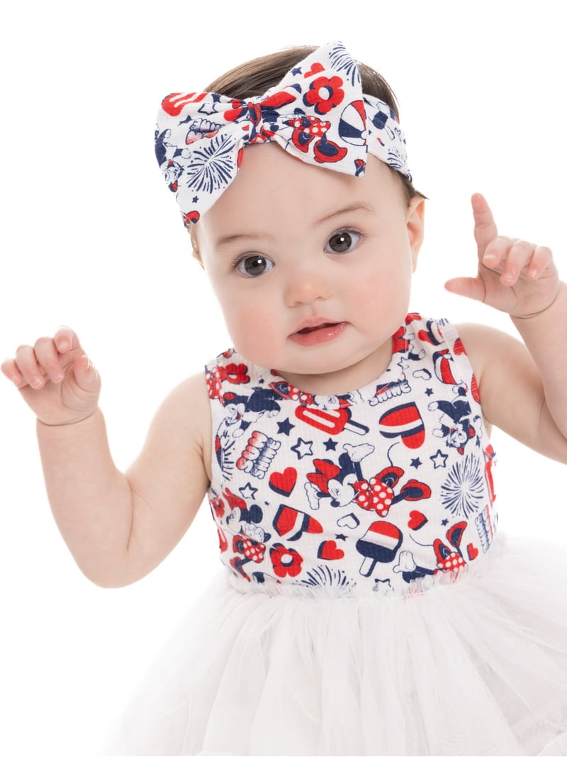 Minnie Mouse Baby Girl All Over Print Tutu with Matching Headband